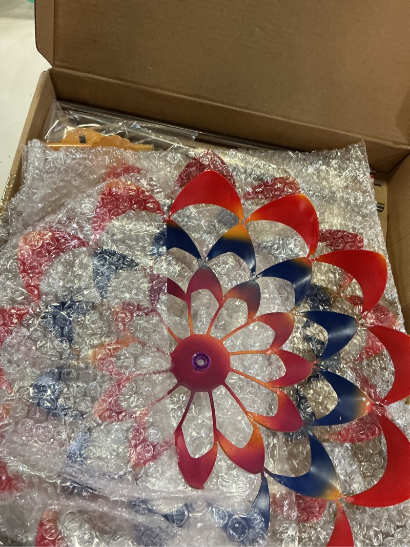 Condition photo showing Good Condition for flexman garden wind spinners, outdoor 3d windmill colourful exquisite metal wind spinner large metal wind sculpture for decorate park, lawn, yard, patio