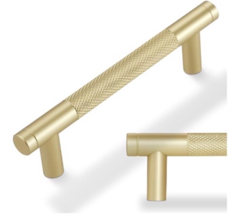 POVEFONK 10 Pack 3 inch(76mm) Champagne Copper Kitchen Cabinet Handles Knurled Cabinet Pulls Gold Dr