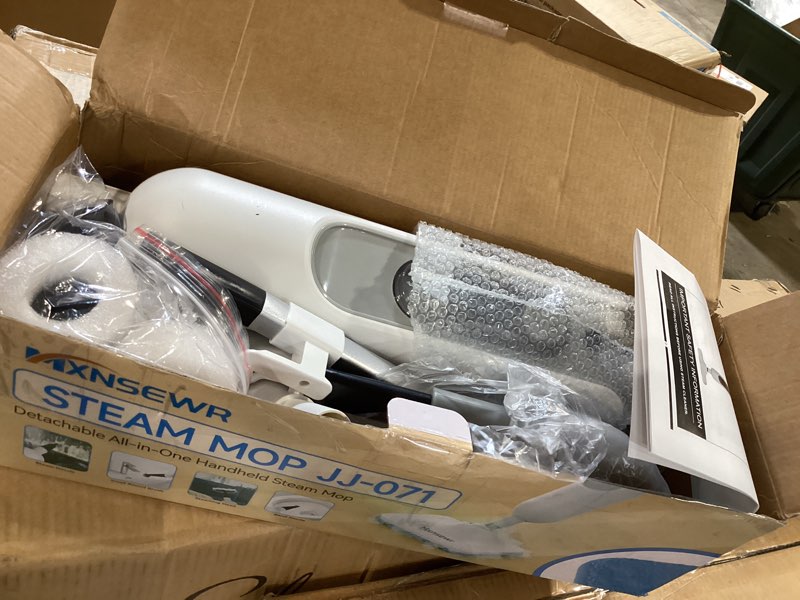 Condition photo showing As Is for steam mop all-in-one multi-functional powerful steam cleaner, handheld detachable floor steamer with 2 steam level, 380ml water tank & 23ft power cord for whole home use