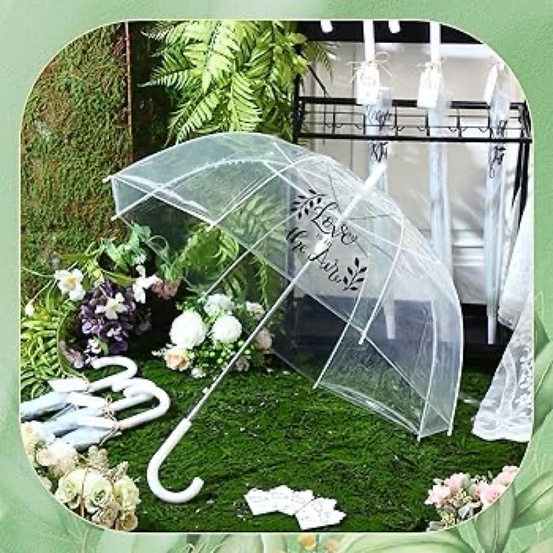 12 PCS Wedding Clear Umbrellas Bulk 47 Inch Large Transparent Bubble Umbrella Rain Windproof Dome St
