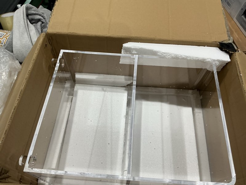Condition photo showing New/Like New for mygift 3 tier clear acrylic table, accent furniture for living room, bedroom clear nightstand side end tables
