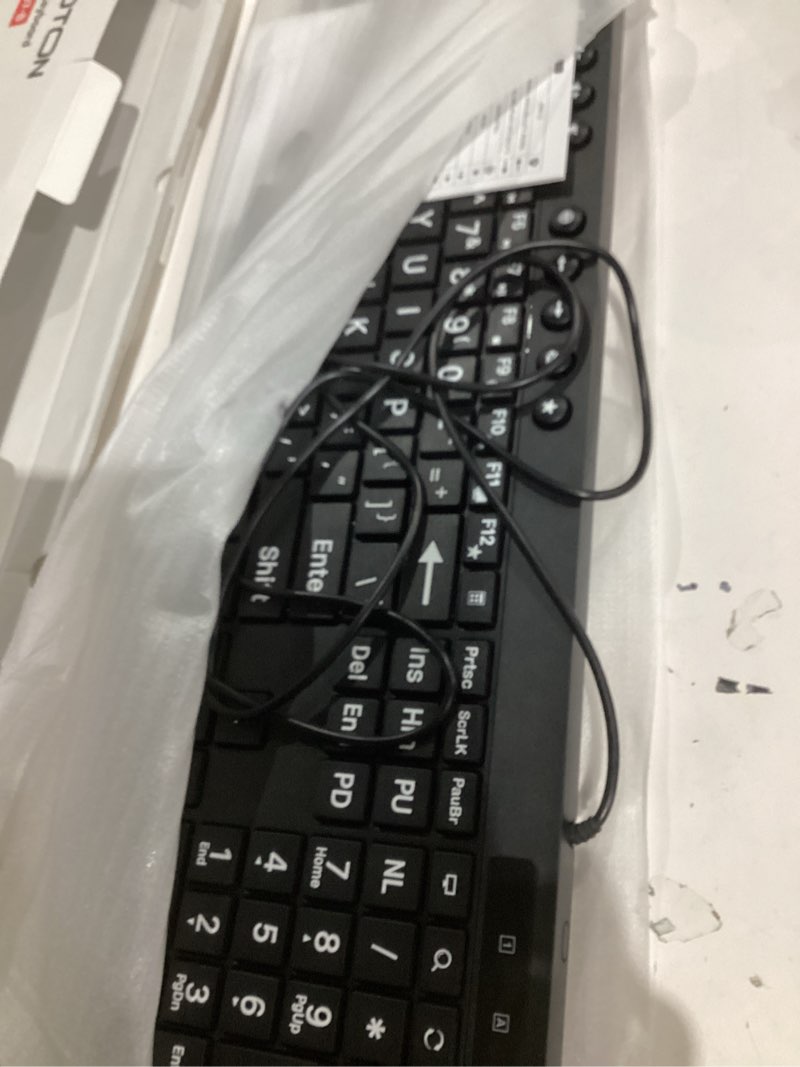 Condition photo showing Good Condition for OMOTON Large Print Computer Keyboard Wired with Type-C and USB A Dual Interface, Full Size Keyboard with Oversize Font Key Easy to See and Type Big Letters for Windows, PC, Laptop Black US Layout
