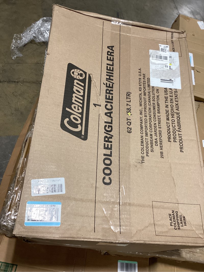 Condition photo showing Good Condition for coleman classic series insulated portable rolling cooler with wheels, leak-resistant outdoor hard cooler keeps ice up to 5 days, 62-quart 62qt twilight