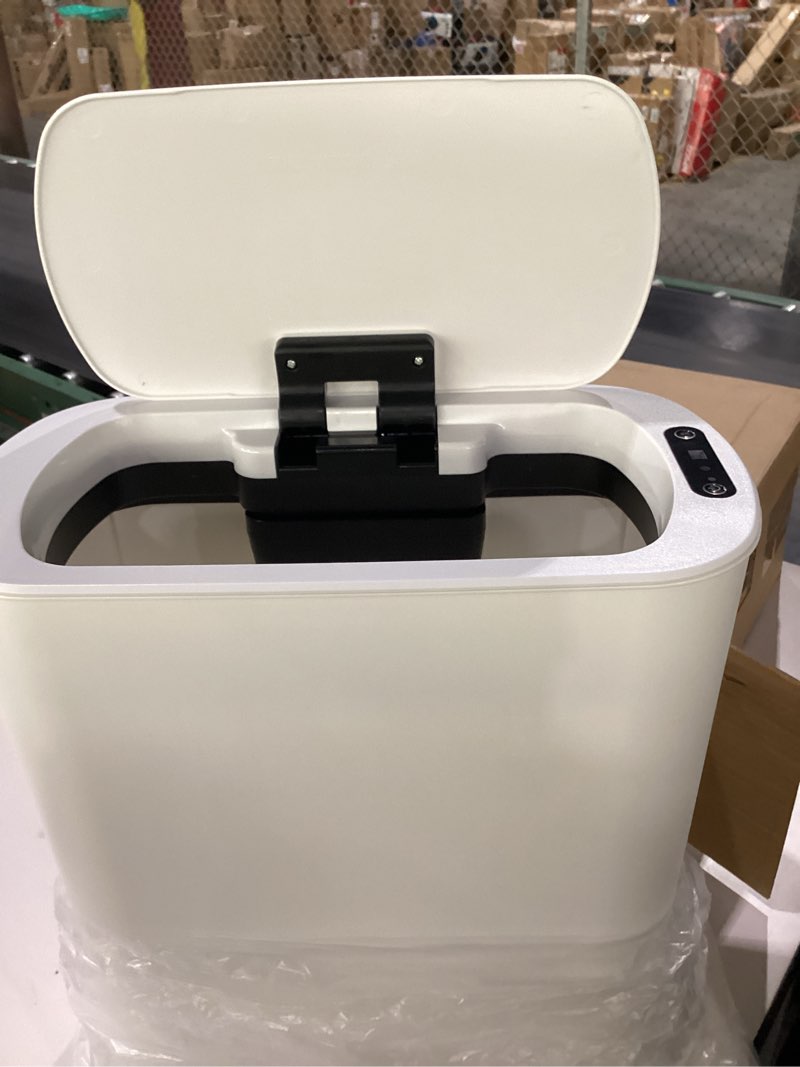 Condition photo showing New/Like New for MOPALL Automatic Motion Sensor Bathroom Trash Can with Lid, 3.5 Gallon Touchless Garbage Can, IPX5 Waterproof Smart Small Waste Basket for Bedroom Kitchen Office 3.5 GAL 3×AA Batteries