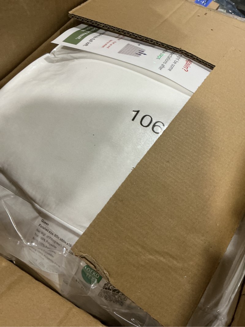Condition photo showing Good Condition for mattress topper queen for back pain, extra thick mattress pad cover, plush pillow top, deep elastic pocket, white