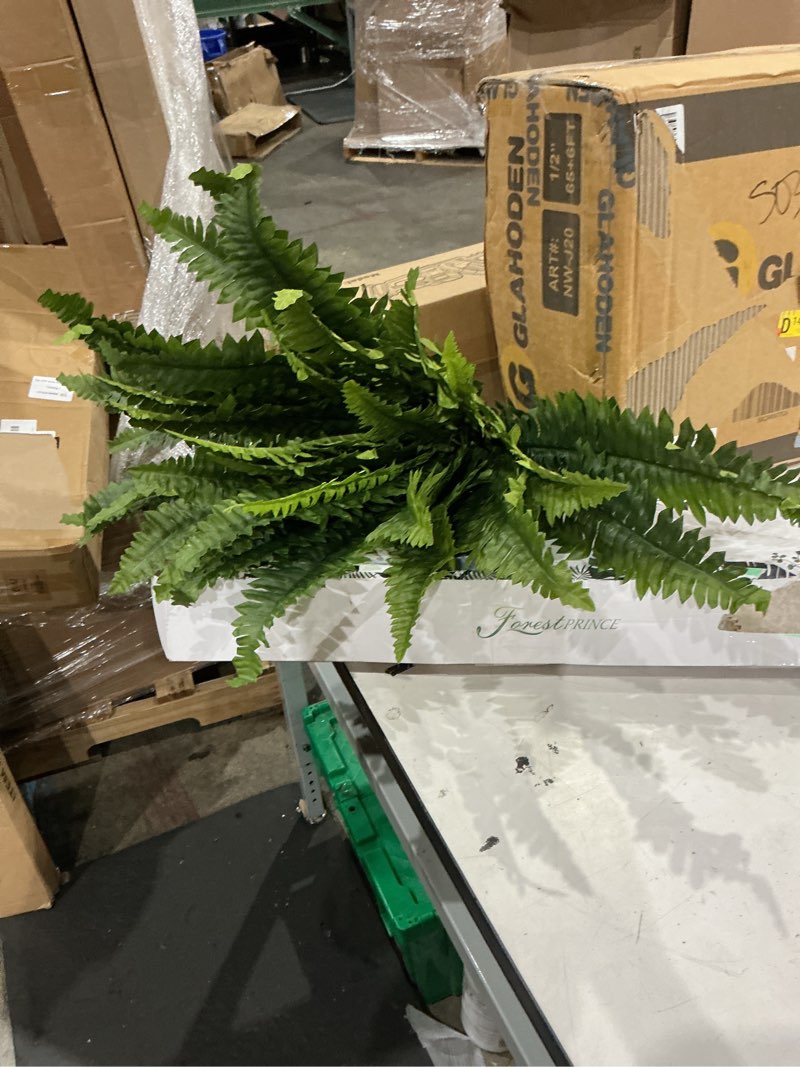 Condition photo showing As Is for artificial boston ferns bush plants large, large artificial ferns for outdoors, 33\" faux ferns for home decor office living room garden porch green