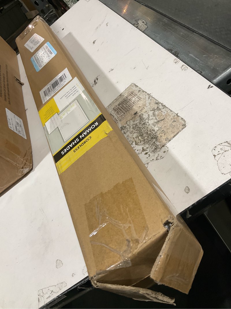 Condition photo showing Good Condition for unishades no tools no drill cordless roman shades for indoor windows 100% blackout, for window size 23" w × 64" h beige beige 23" w × 64" h