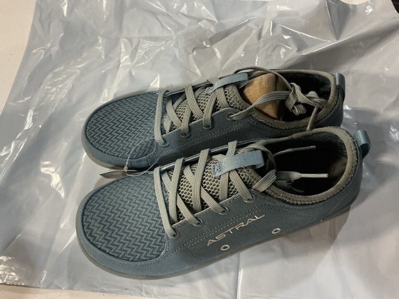 Condition photo showing New/Like New for size 9 astral women's loyak shoes - barefoot, quick-drying, minimalist sneaker for casual wear, water sports, travel, & hiking