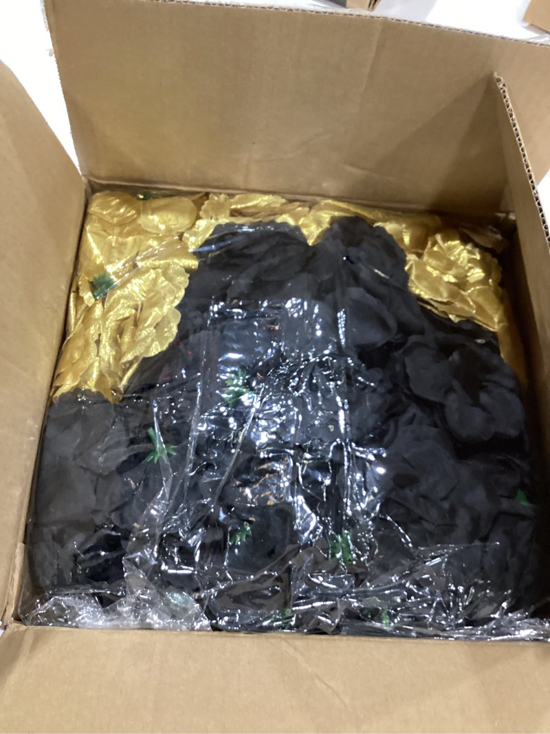 Condition photo showing Good Condition for lelee 108pcs black gold roses head flowers with long stem - bridal artificial flowers rose bulk - silk gold black rose fake flower for wedding bouquet balls arrangement table centerpieces party decor black-gold