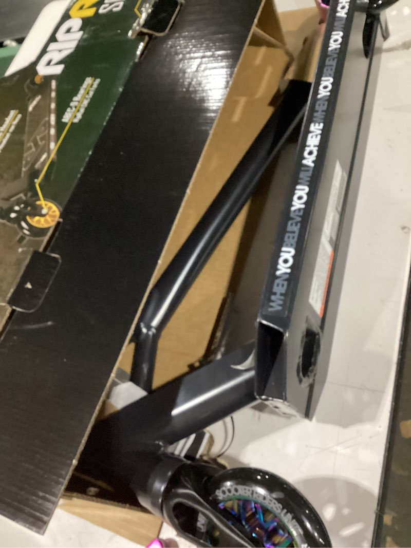 Condition photo showing New/Like New for pro trick scooter, entry level stunt scooters for kids ages 6 years and up, aluminum and lightweight complete bmx freestyle scooter for beginners 2022 black - metal wheels