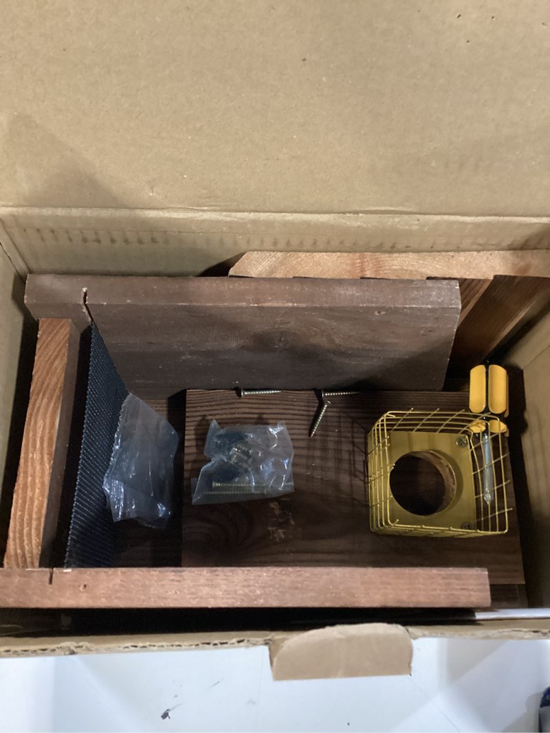 Condition photo showing Good Condition for 2pk fortress bluebird house for outdoor clearance - metal entry cage, mesh base & brass guard - cedar bird house for bluebirds, finches, patented design, weatherable 5 years usage, 6"x7", 2026 updated fortress home