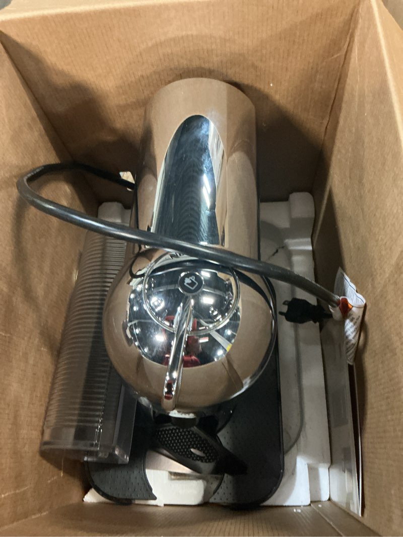 Condition photo showing As Is for nespresso vertuo coffee and espresso maker by breville, chrome machine chrome