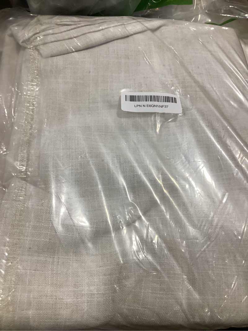 Condition photo showing As Is for nicetown linen curtains 90 inch long 2 panels set for living room, 55" wide thick flax linen blend privacy drapes rod pocket & back tab with light filtering for bedroom/farmhouse 55"w x 90"l (pack of 2) linen