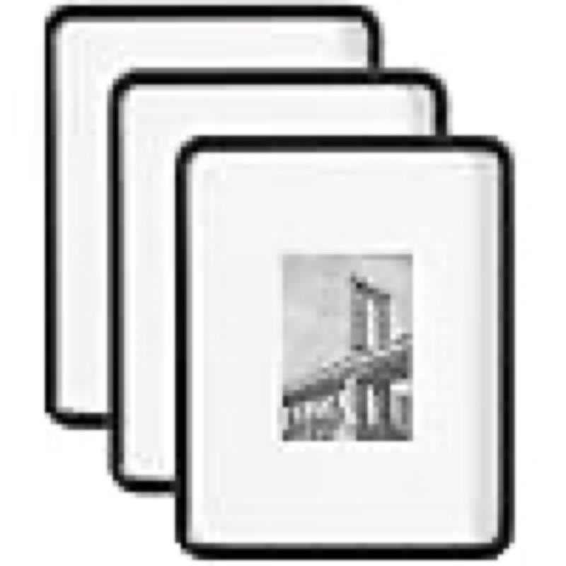 Kate and Laurel Inglewood Modern Wall Picture Frame Set of 3; 11x14 matted to 5x7; Black; Three-Piece Frame Set for Gallery Wall Accent Set in Living Room Decor