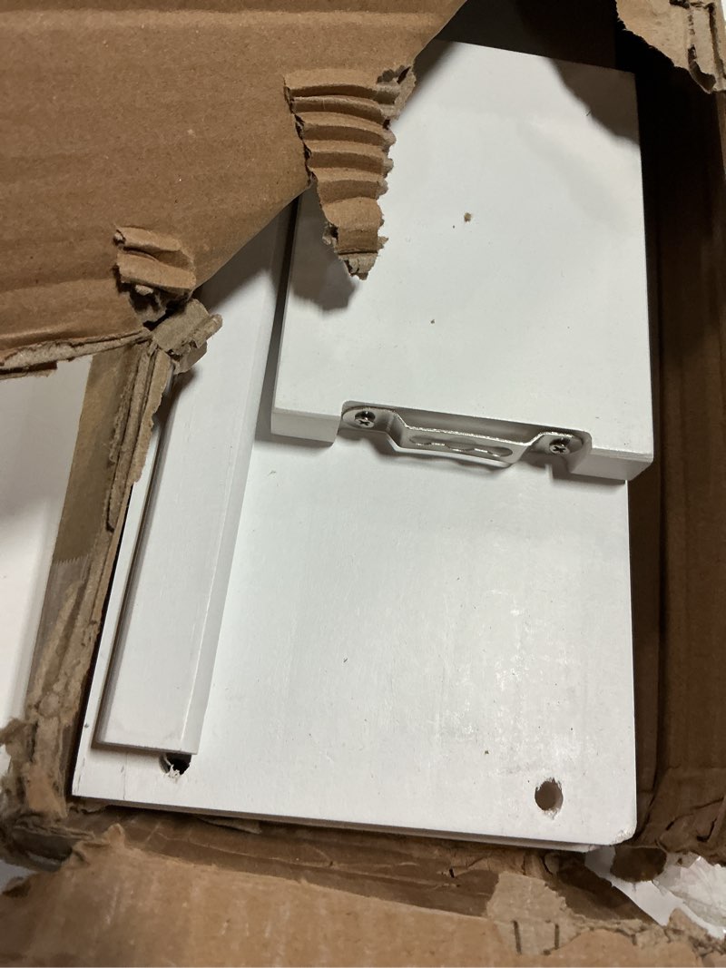 Condition photo showing As Is for Fixwal Nursery Book Shelves, 23.6 Inch Floating Bookshelf for Wall, Set of 3, Nursery Decor, Solid Wood Wall Mounted Shelves for Books, Toys and Decor Storage (White) White 23.6in*4.5in*3.93in