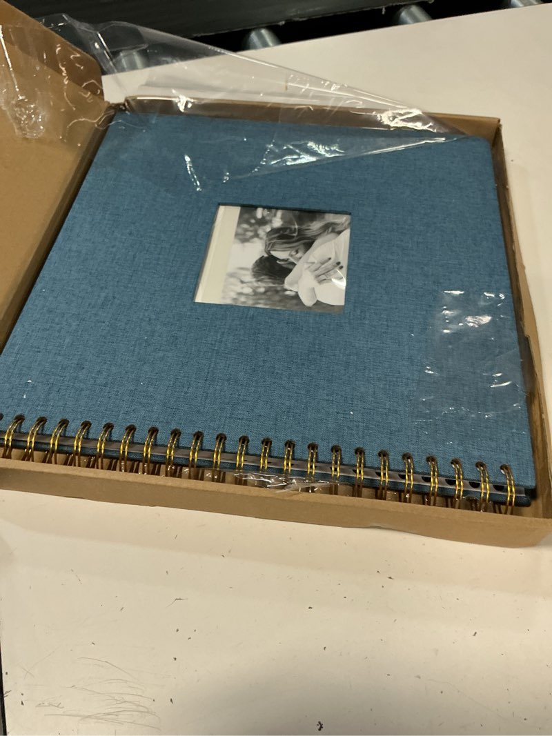 Condition photo showing Good Condition for 12"x12" scrapbook photo album linen cover 40 sheets 80 pages white paper | navy hardcover kraft white pages memory book, for travel wedding guest book christmas baby shower fits 4x6 & instant photos