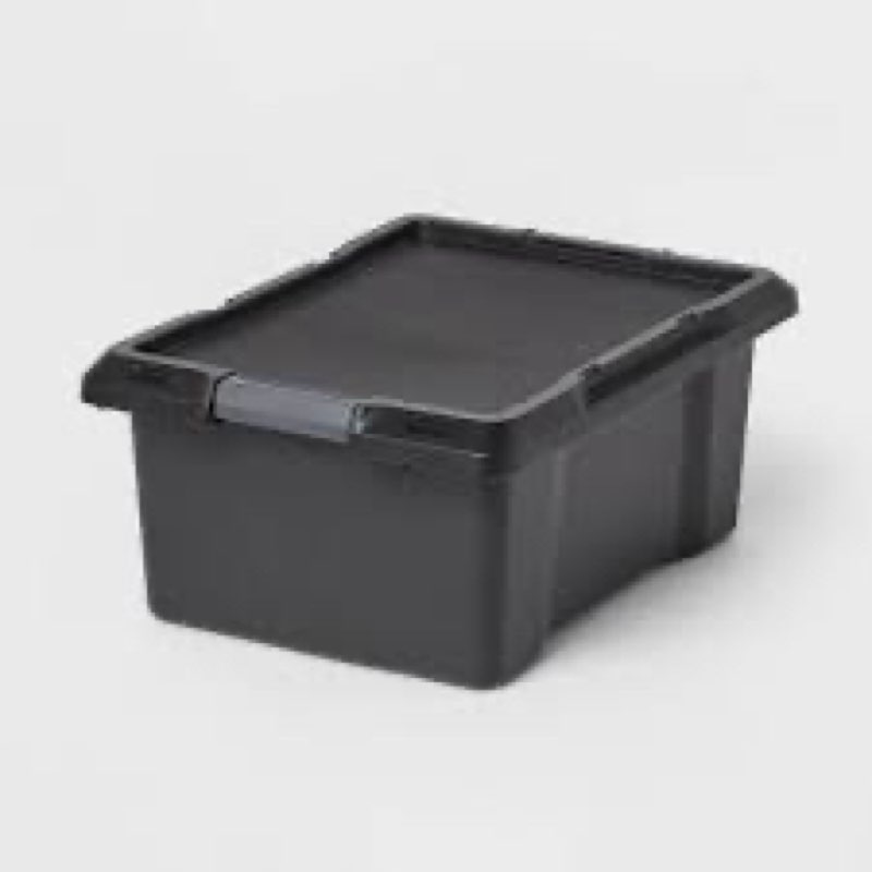12gal Medium Latching Storage Tote Black - Brightroom™: Stackable Utility Storage Bin with Lid & Handles 6 pieces 