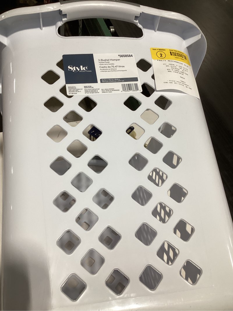 Condition photo showing Good Condition for Style Selections 2-Bushel White Plastic Laundry Basket