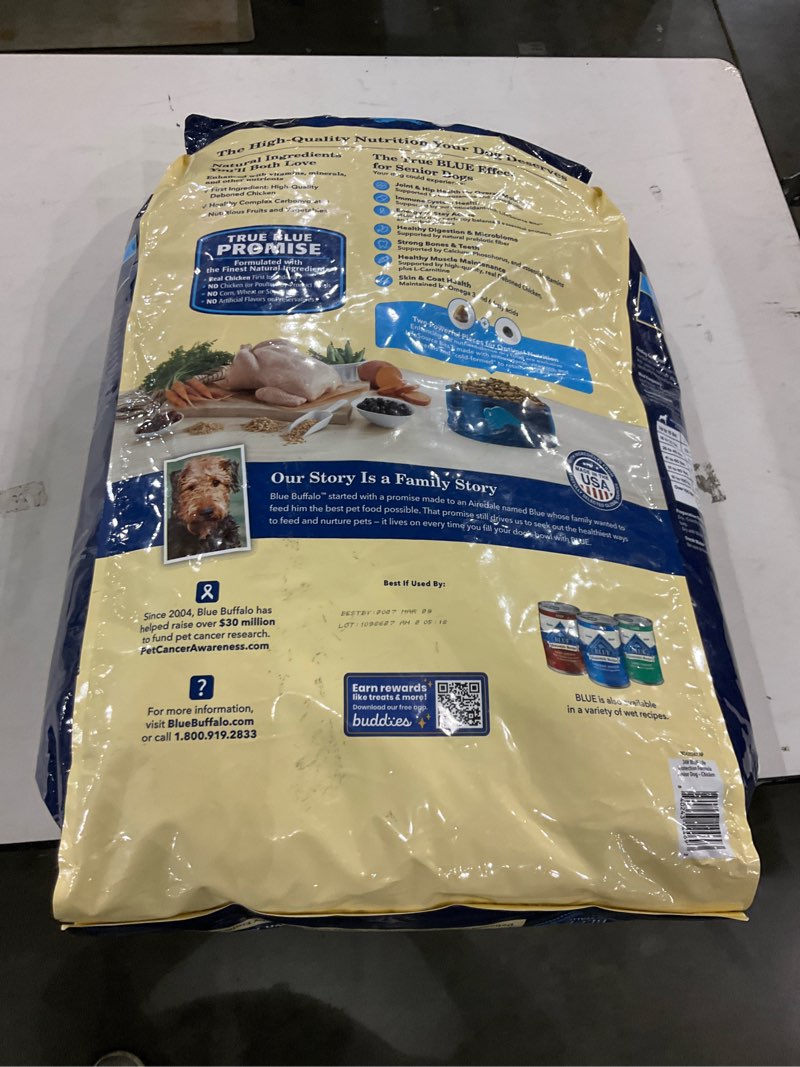 Condition photo showing New/Like New for Blue Buffalo Life Protection Formula Senior Dry Dog Food, Supports Joint Health and Mobility, Made with Natural Ingredients, Chicken & Brown Rice Recipe, 34-lb. Bag Chicken & Brown Rice 34 Pound (Pack of 1)