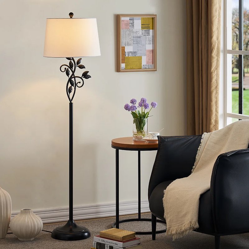 (Similar Product; Incomplete Set) Grinstead 62'' Traditional Black Metal Floor Lamp