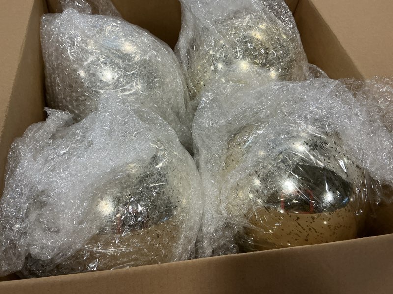 Condition photo showing Good Condition for Lunmon 4 Pcs Extra Large Retro Mercury Christmas Balls Ornaments 8'' Oversized Giant Hanging Shatter