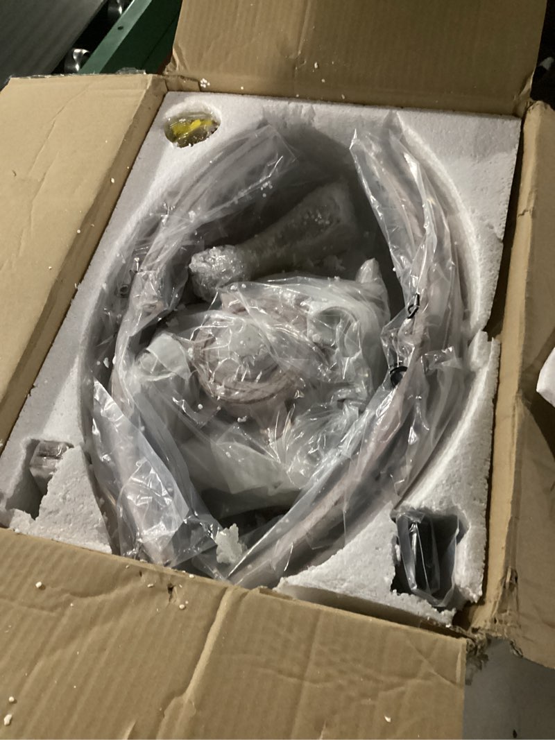 Condition photo showing New/Like New for LEDIARY 23" Caged Ceiling Fan with Light, Large Flush Mount, App&Remote Control, Low Profile Bladeless Fan Light Fixture 6 Speed, Reversible and Quiet Motor-White Gold Gold-dusted White 23 Inch