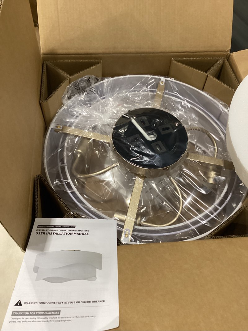 Condition photo showing Good Condition for flush mount ceiling fan with lights, 20" low profile boho ceiling fan with light remote control, caged with 6 speeds for bedroom, nursery, living room white