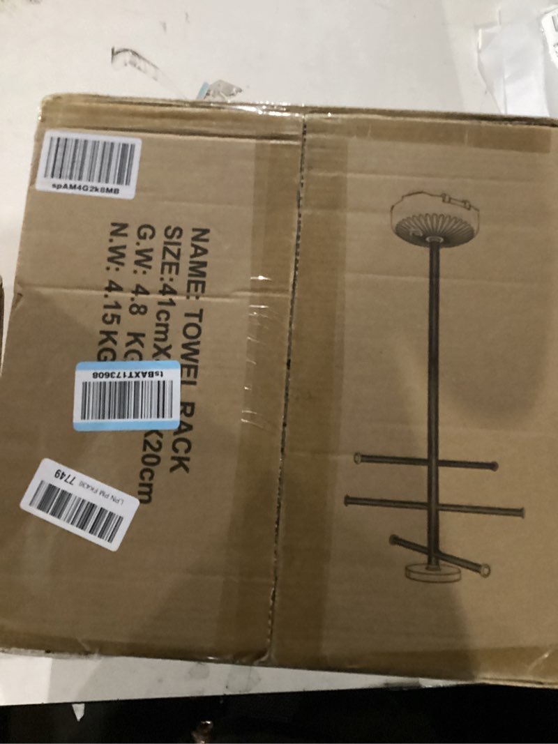 Condition photo showing Good Condition for Pool Towel Rack with Wheels for Indoor Outdoor Use, 63 Inch Towel Holder with Storage Tray, 6 Adjustable Bars Hot Tub Accessories, Free Standing Towel Rack for Pool, Spa, Hot Tub