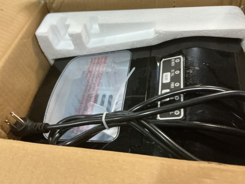 Condition photo showing Good Condition for frigidaire compact countertop ice maker, makes 26 lbs. of bullet shaped ice cubes per day, silver stainless