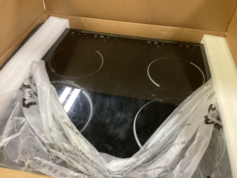 Condition photo showing Good Condition for 3000W 110V Cooktop Portable 4 Burners Electric Built-in Cooktop Sensor Touch Control Countertop Electric Hot Plate with Kid Safety Lock and 2H Timer, 9 Heating Level, no plug
