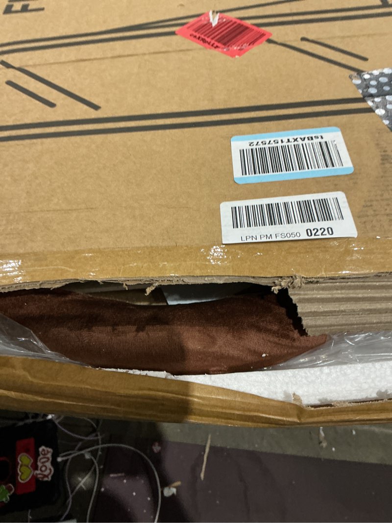 Condition photo showing Good Condition for delma arched full length mirror, free standing floor velvet finish frame mirror for leaning or hanging, soft touch bedroom & living room decor, brown brown 55"l x 20"w