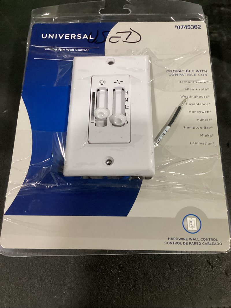 Condition photo showing Good Condition for harbor breeze 4-speed slide fan control wall plate included , white model #41180