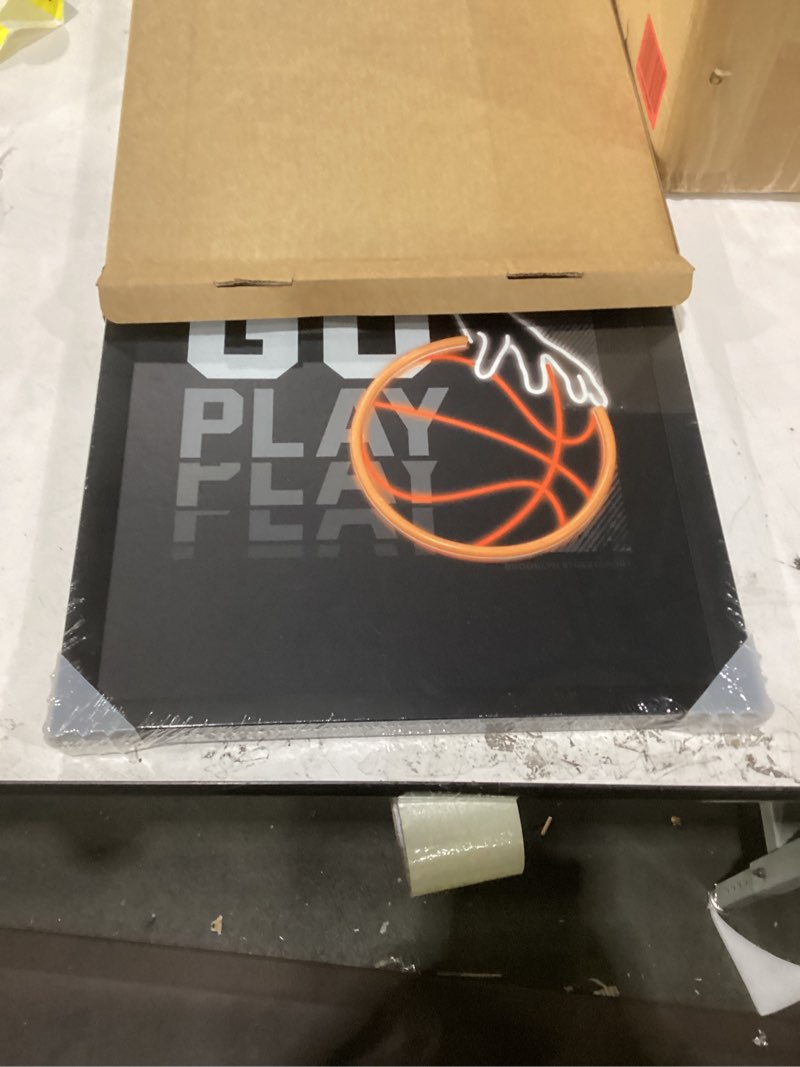 Condition photo showing New/Like New for viyyiea neon basketball led wall art, usb powered black framed canvas prints, cyberpunk glow décor for gaming rooms, bedrooms & living rooms - 20l x 16w basketball 20"l x 16"w