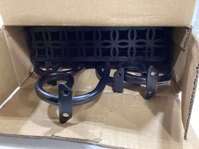 Condition photo showing As Is for allen + roth 27.3-inches h x 23.5-inches w black indoor/outdoor rectangular steel plant stand