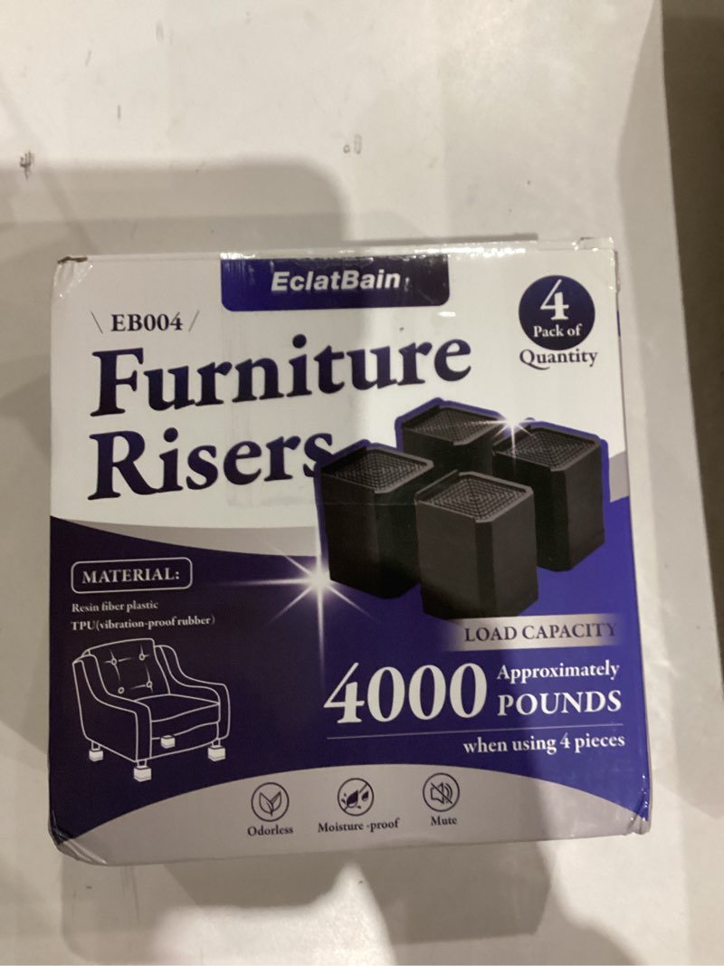 Condition photo showing New/Like New for bed risers furniture risers heavy-duty rectangular adjustable block lift to 3 inches and 4.3 inches desk, sofa, chair legs, refrigerator, washing machine support up to 4000 pounds square-black-4 pack 2 layer(3inches)