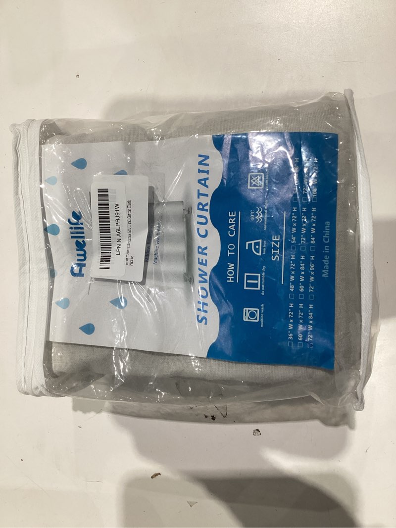 Condition photo showing Good Condition for awellife white extra long shower curtain 84 inch linen textured boho farmhouse shower curtains for bathroom fabric liner, extra long 72" w x 84" l white extra long 72" w x 84" l