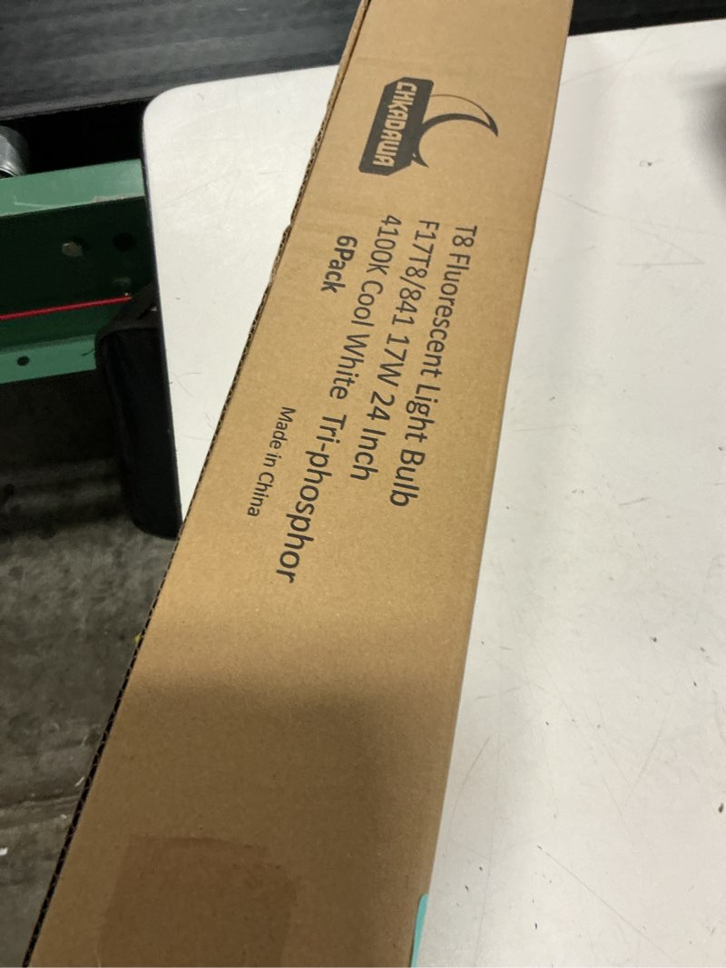 Condition photo showing New/Like New for chkadawa 24 inch fluorescent light bulb f17t8/841 17 watts, 2 ft t8 17w cool white 4100k straight linear fluorescent tube, g13 medium bi-pin base, 6 pack