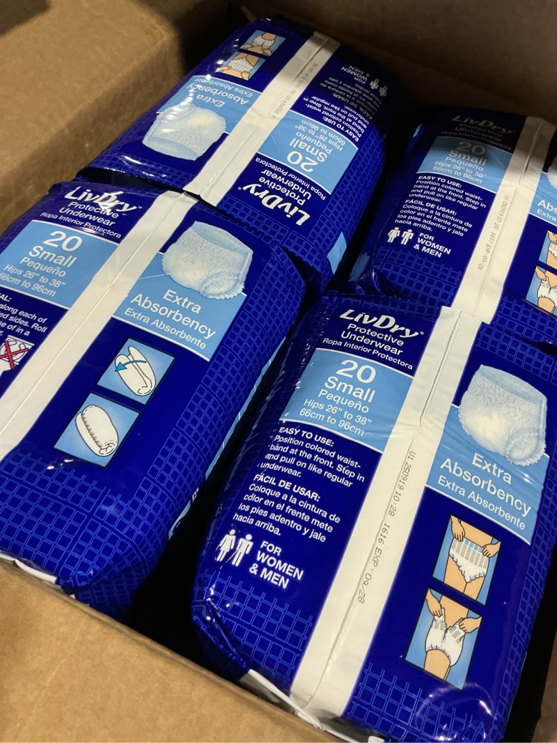 Condition photo showing Good Condition for livdry adult incontinence underwear, extra absorbency adult diapers, leak protection, small, 20-pack small (20 count)