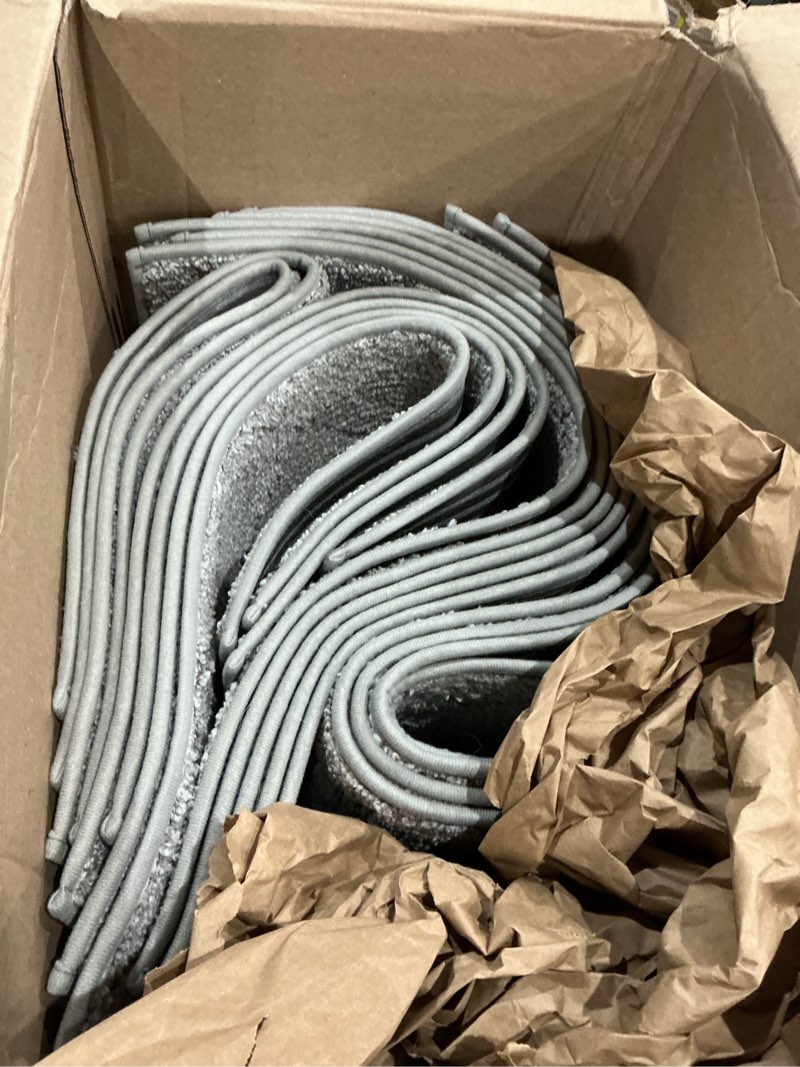 Condition photo showing Good Condition for cosy homeer edging stair treads non-slip carpet mat 28inx9in indoor stair runners for wooden steps, edging stair rugs for kids and dogs, 100% polyester tpe backing (15pc, grey) grey 28 x 9 inches (15 pieces)
