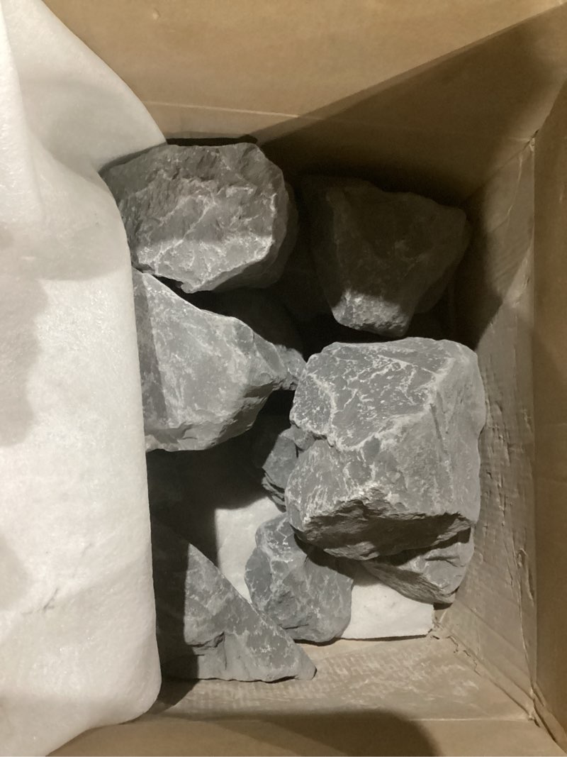 Condition photo showing As Is for croblissful 25 lb box of sauna stones rocks replacement lava rocks sauna heater stones for steam sauna home accessories