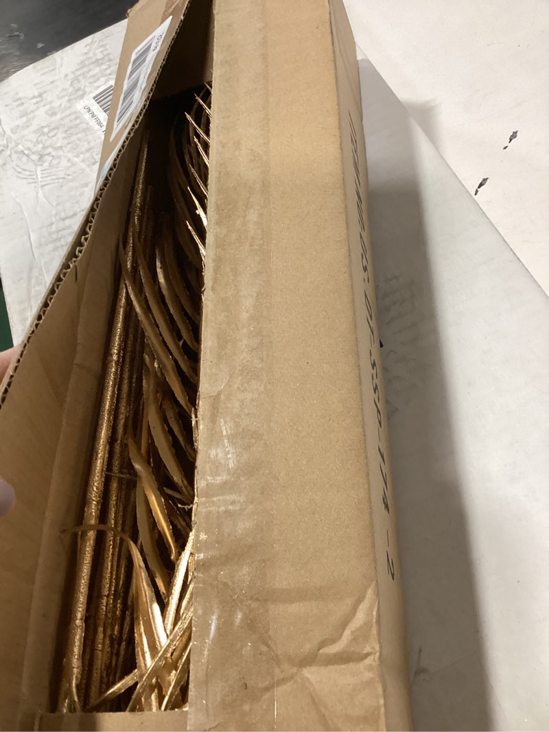 Condition photo showing Good Condition for 29” Large Gold Palm Leaves Palm Fronds Tropical Leaves Areca Palm Branches Artificial Palm Leaves with Stem Golden Palm Tree Leaves Faux Palm Leaves for Floral Arrangement Fake Gold Leaves 12Pcs Gold#29"-12p