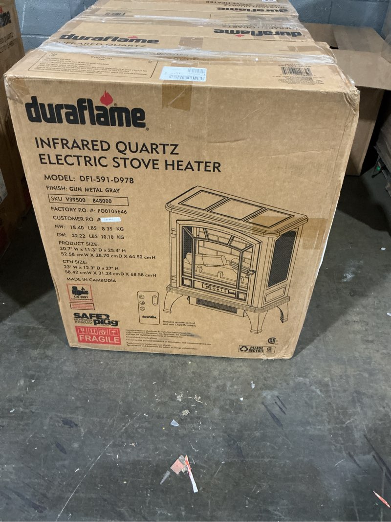 Condition photo showing Good Condition for duraflame  infrared quartz electric stove heater  model: df1-591-d978  finish: gun metal gray