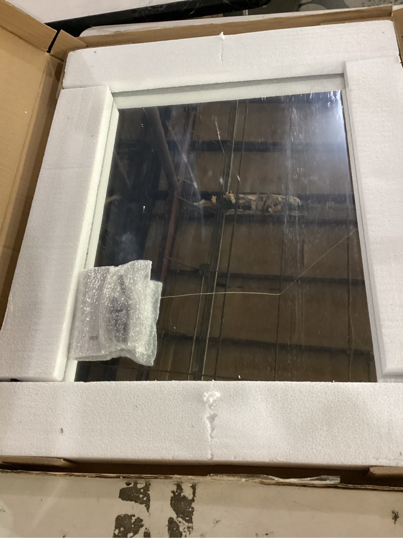 Condition photo showing New/Like New for kosmonia 20x16 bathroom vanity mirror for wall, aluminum framed, farmhouse rectangle, anti-rust, hd reflection anti-desilvering, distortion free, tempered and shatter-proof wall mounted mirror, black framed mirror-black 20"l x 16"w
