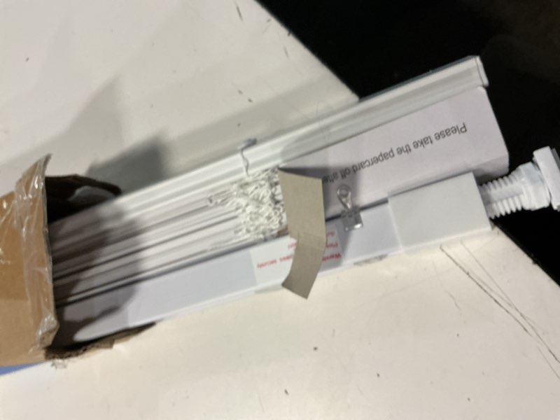 Condition photo showing Good Condition for lazblinds no tools no drill 1" vinyl mini blinds, cordless blinds for windows, light filtering horizontal window blinds & shades, 34" w x 72" h, white cordless-white 34" w × 72" h