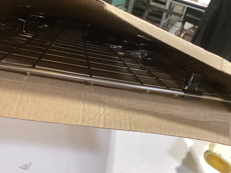 Condition photo showing As Is for ipegtop sink protector grid 28-3/8" x 14-3/16", stainless steel sink bottom grid rear drain with corner radius 3/8", sink grate with hole cover for kitchen sink single sink bowl, one-piece 28-3/8"x14-3/16",rear drain