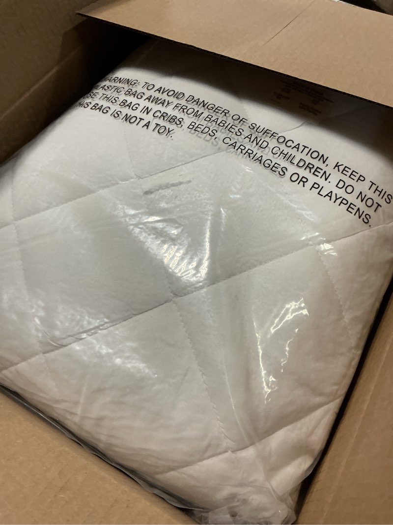 Condition photo showing New/Like New for SERTA Power Clean Triple Action Quilted Soft Waterproof Mattress Pad Protector, Moisture Wicking Protection with 15" Deep Pocket, Queen, White White Queen