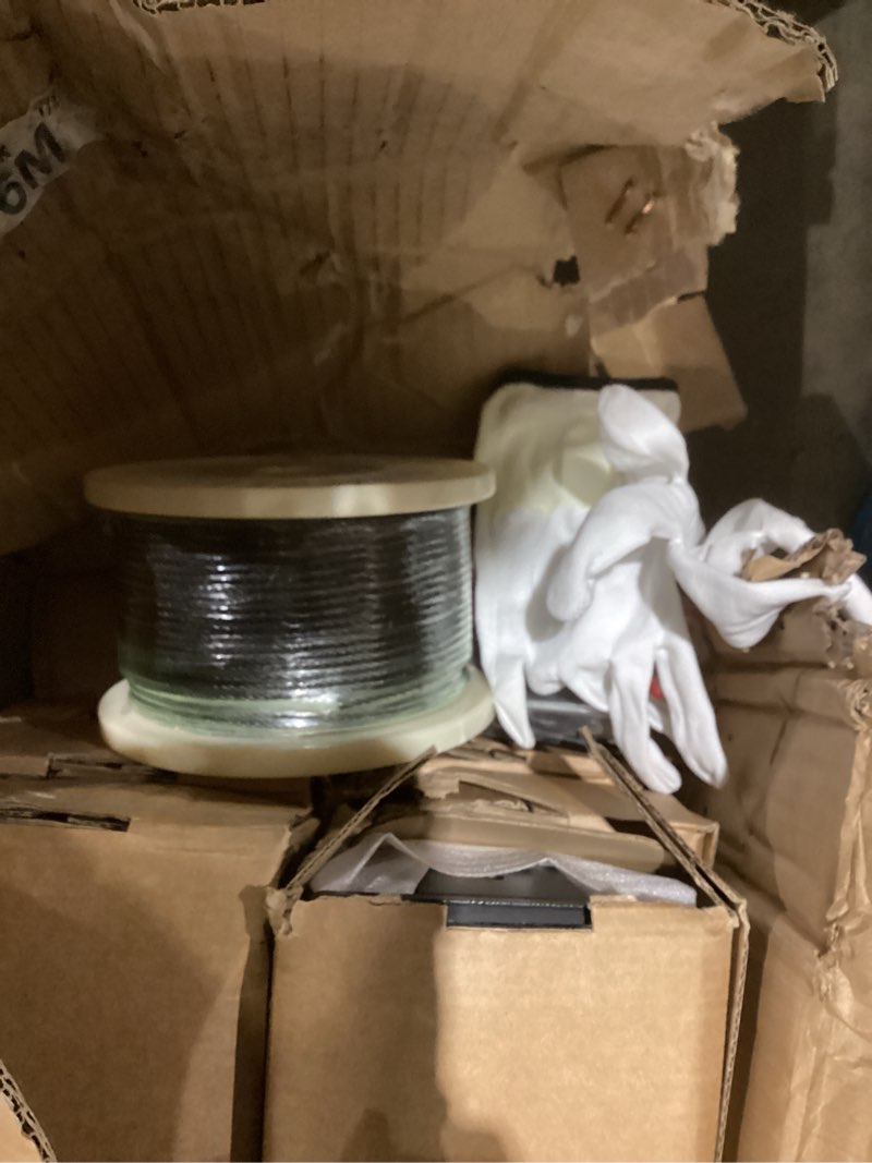 Condition photo showing As Is for 42" All-Black Side Mount Cable Railing Post Kits, Complete Set Heavy-Duty Railing System Includes 5 Pack Side Mount Posts, 250FT 1/8" Cable with Cutter, 24 Cable Tensioners, 120 Cable Grommets 42" 5 x Level Post Kit 1