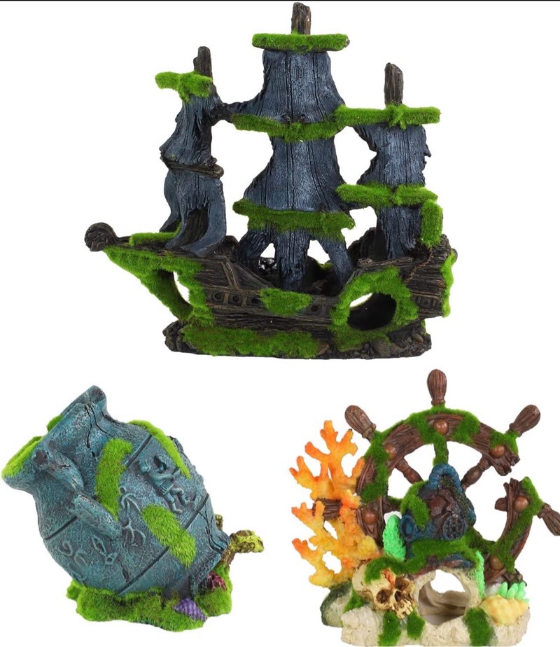 Penn-Plax Aquarium Resin Decorations: Nautical & Pirate Themed 3-Piece Bundle – Safe and Healthy for Freshwater Fish