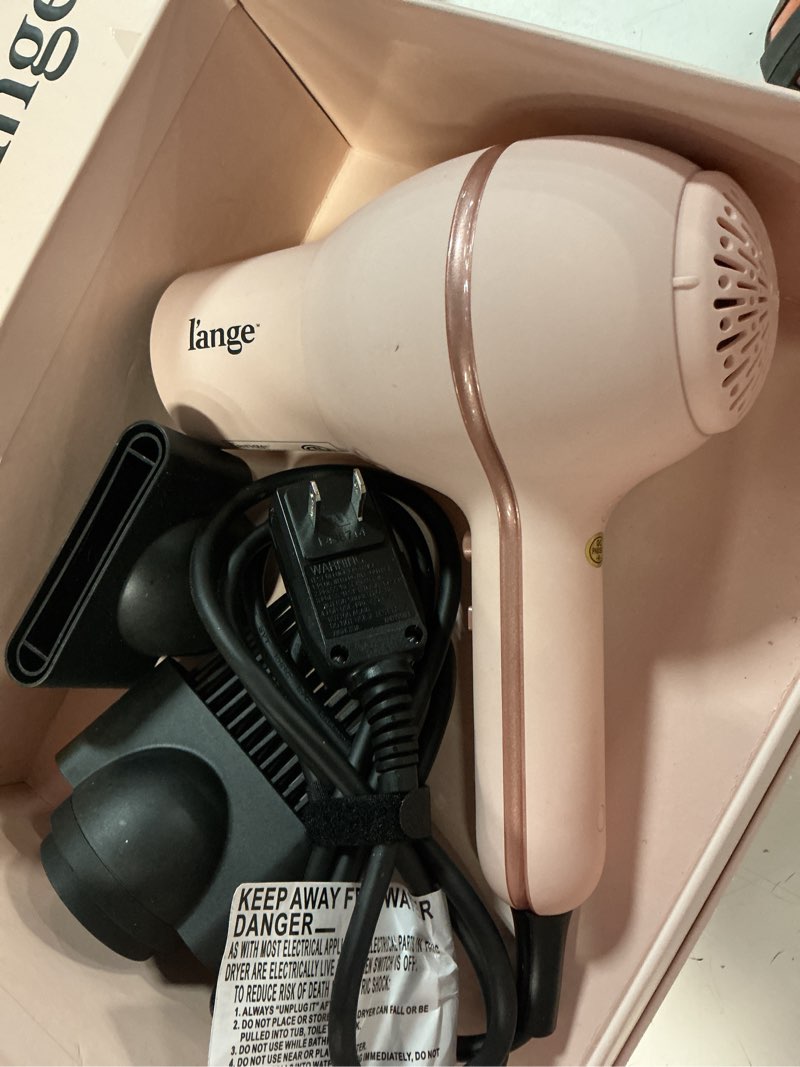Condition photo showing As Is for l'ange hair soleil professional hair dryer | 3 heat settings & 2 airflow settings | cool shot locks-in style | professional length cord | best lightweight hair for smooth blowouts (blush)