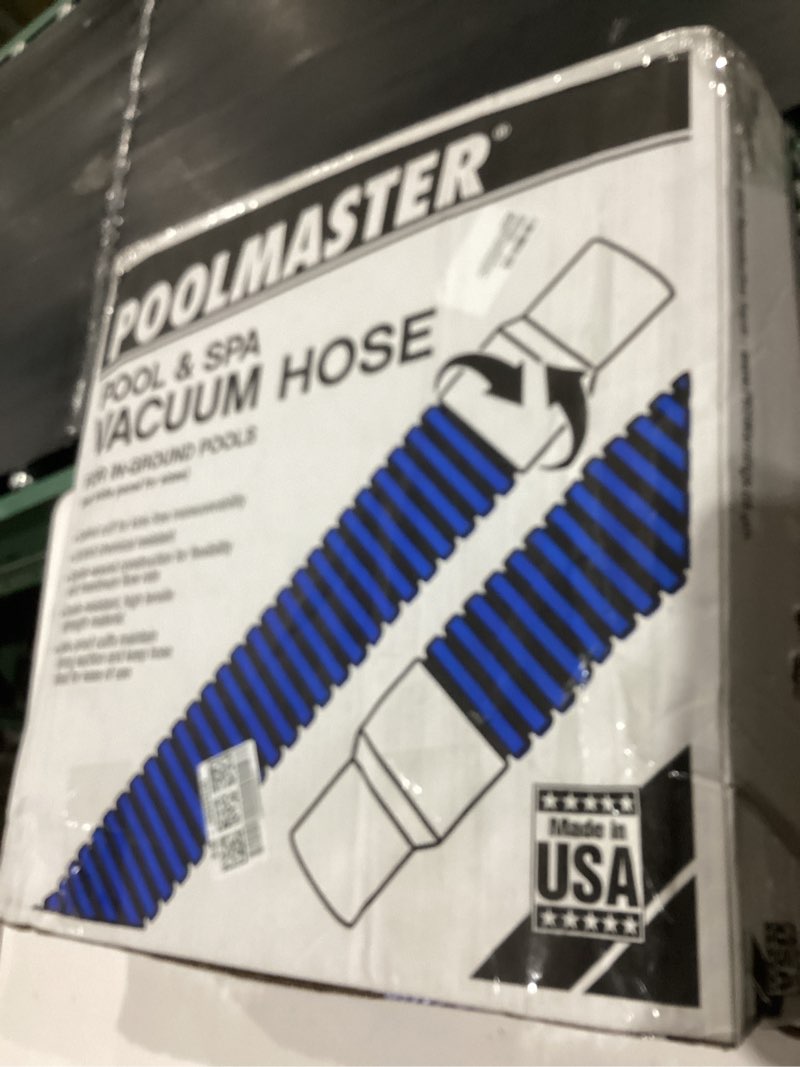 Condition photo showing New/Like New for poolmaster manual pool vacuum hose, 35 ft x 1-1/2” for inground & above ground pools, not for automatic cleaners, kink-free, heavy duty pool cleaner hose with swivel cuff – made in usa